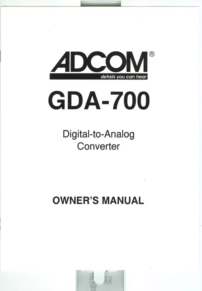 User Manual Adcom GDA-700