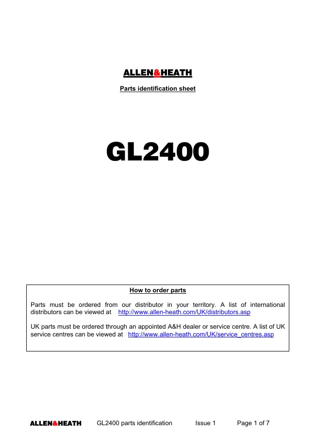 Service Manual Allen GL2400