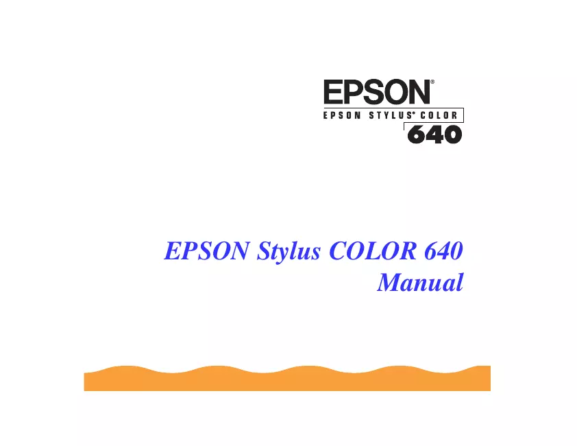 User Manual Epson Stylus Color 640