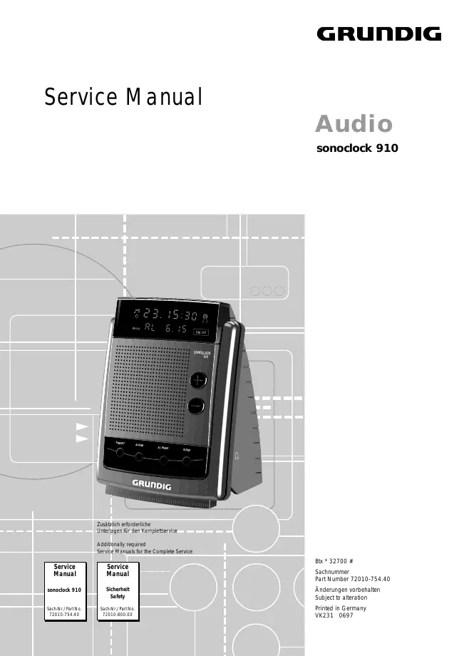 Service Manual Grundig Sonoclock 910