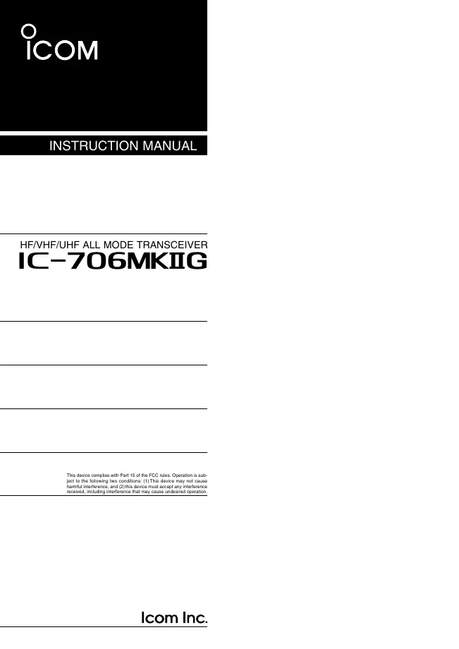 User Manual Icom IC-706MKTMG