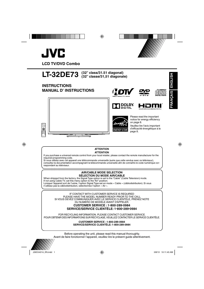 User Manual JVC LT-32DE73