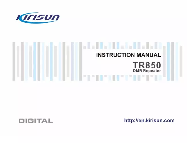 User Manual Kirisun TR850