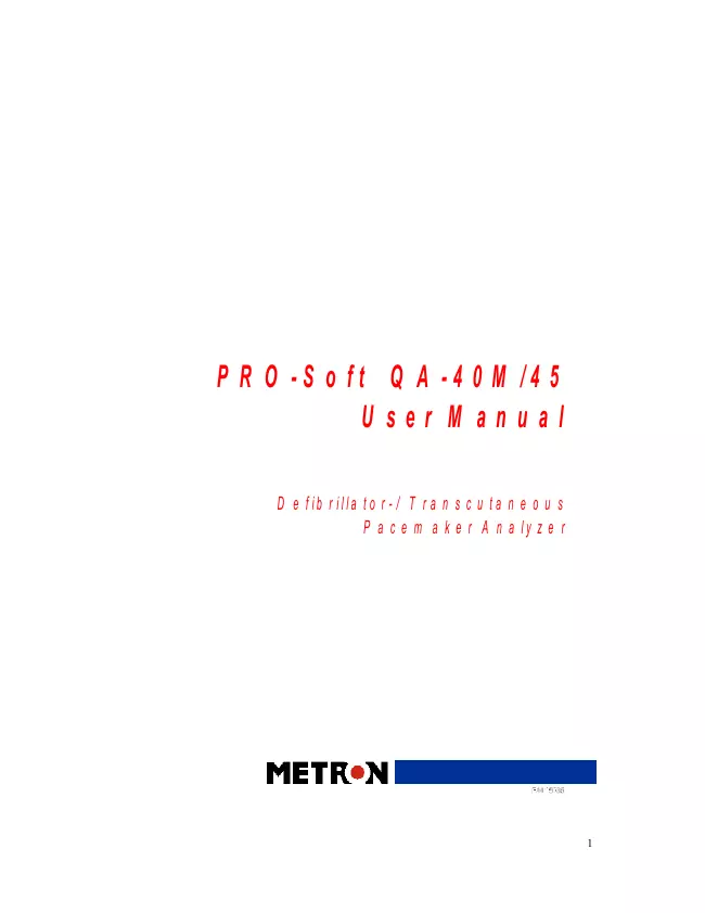 User Manual Metron PRO-Soft QA-40M