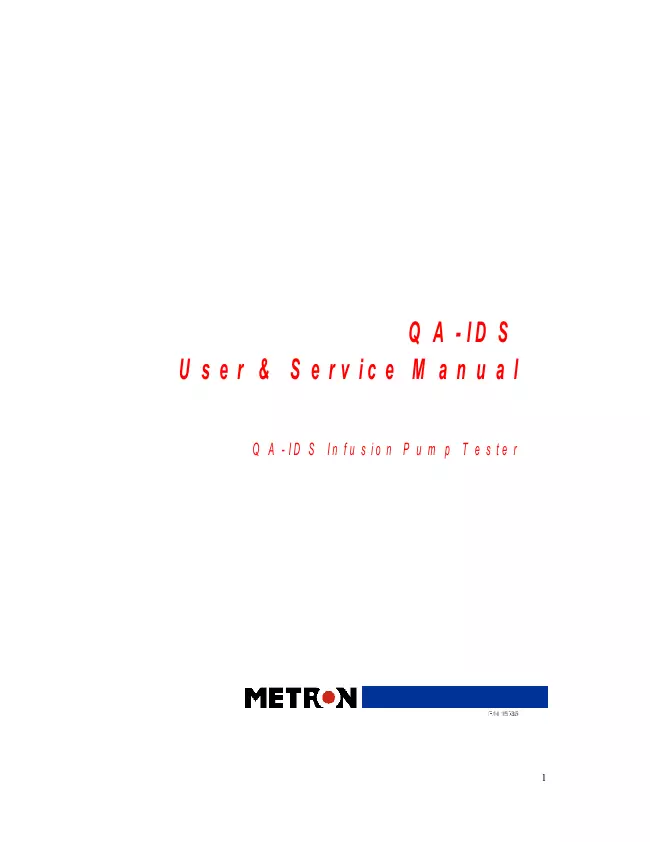 Service and User Manual Metron QA-IDS