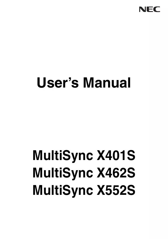 User Manual NEC MultiSync X462S