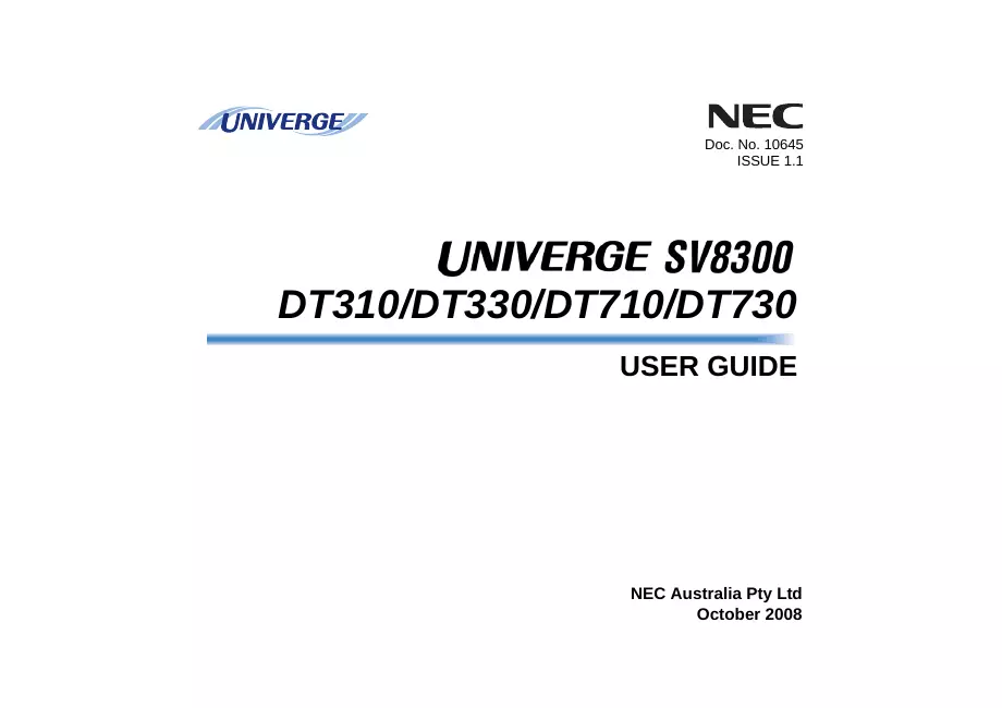 User Manual NEC DT710