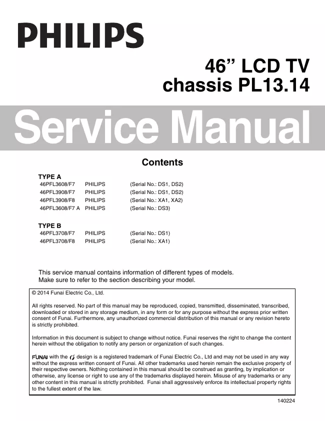 Service Manual Philips 46PFL3608/F7 A
