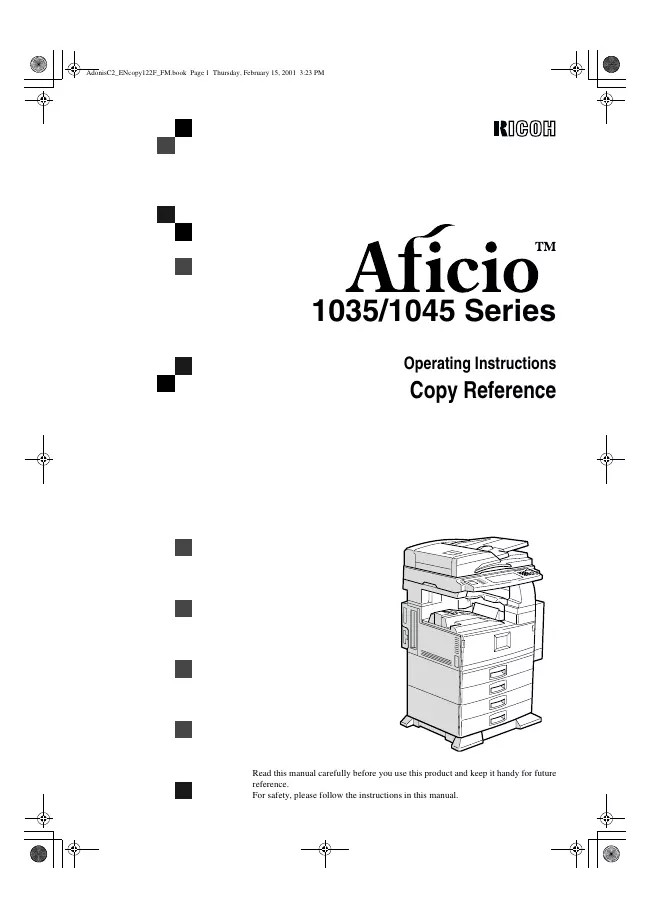 User Manual Ricoh Aficio 1035 Series
