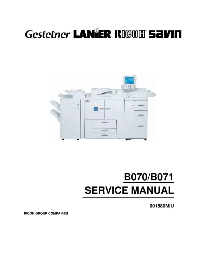 Service Manual Ricoh Aficio 2090