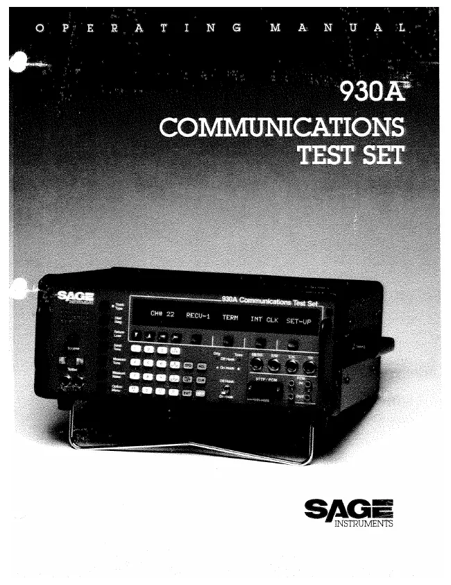 User Manual Sage 930A