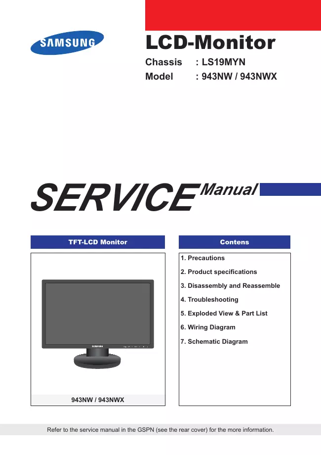 Service Manual Samsung LS19MYN