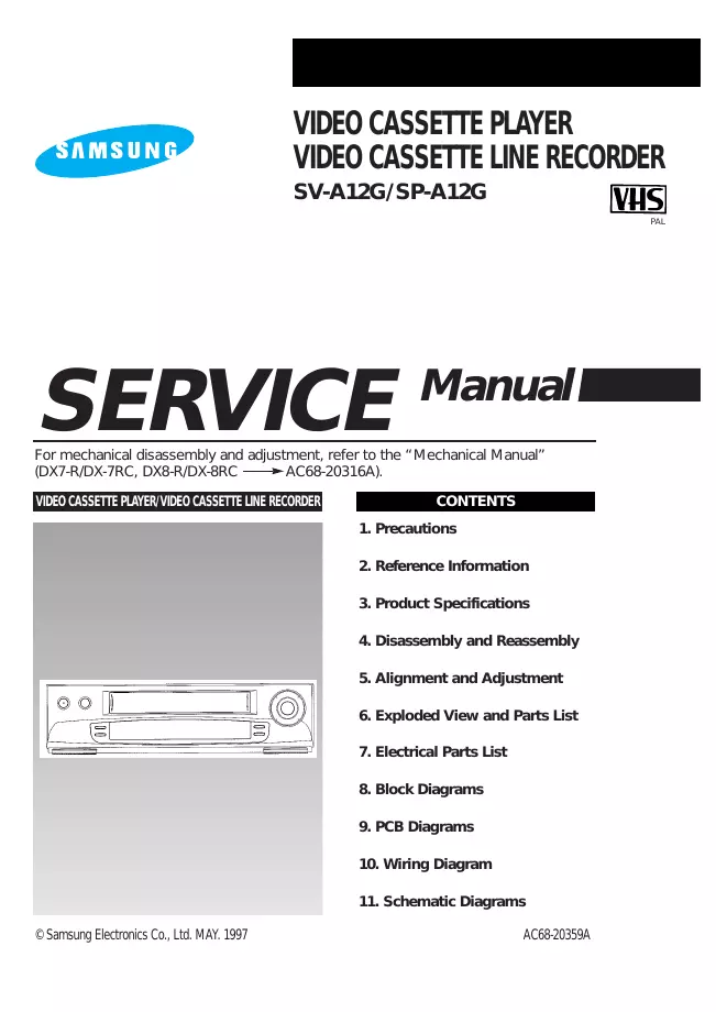 Service Manual Samsung SP-A12G