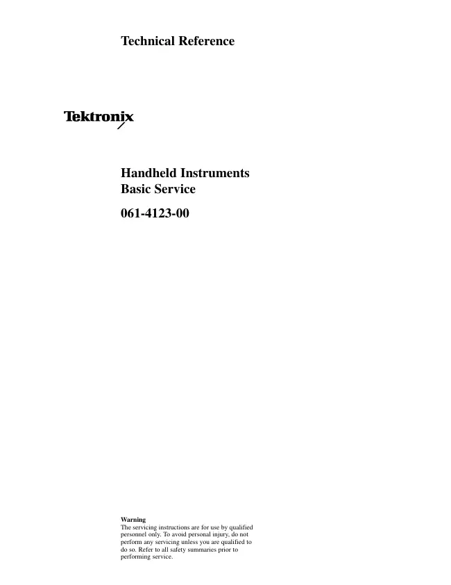 Service Manual Tektronix Handheld Instruments Basic Service 061-4123-00