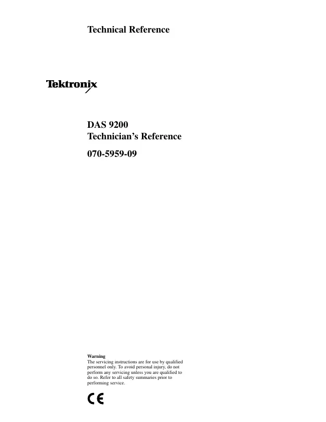 Service Manual Tektronix DAS 9200