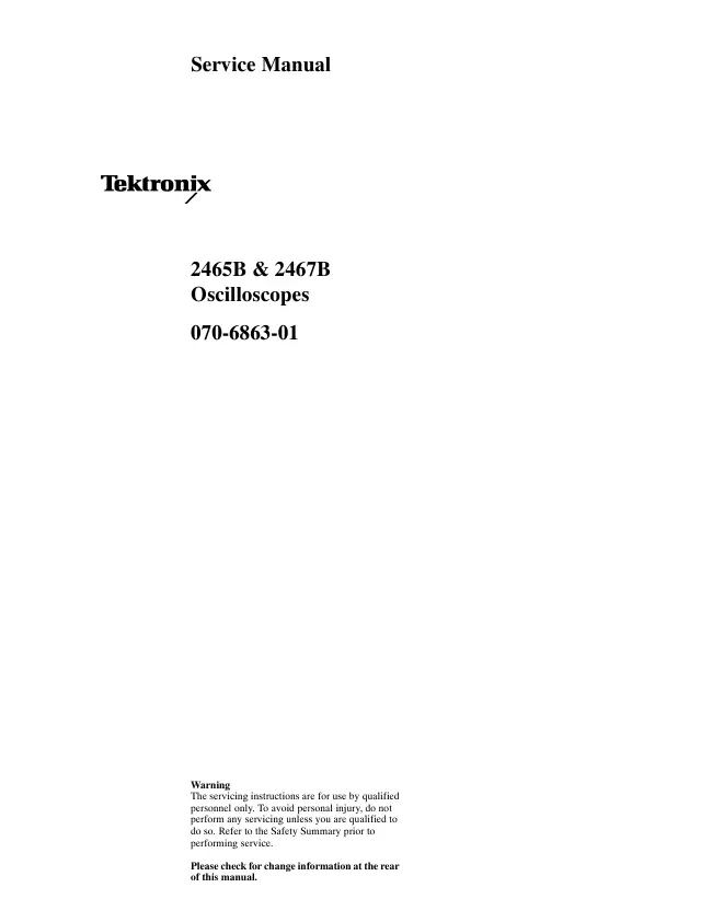 Service Manual Tektronix 2465B