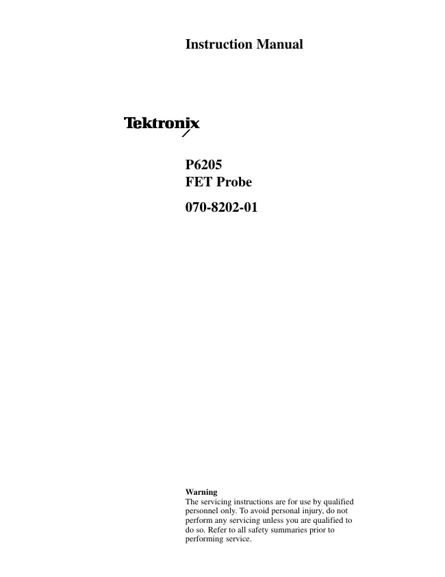 Service and User Manual Tektronix P6205
