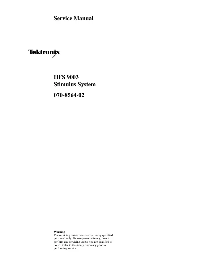 Service Manual Tektronix HFS 9003