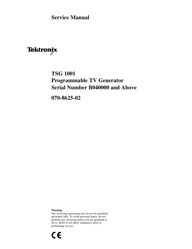 Service Manual Tektronix TSG 1001
