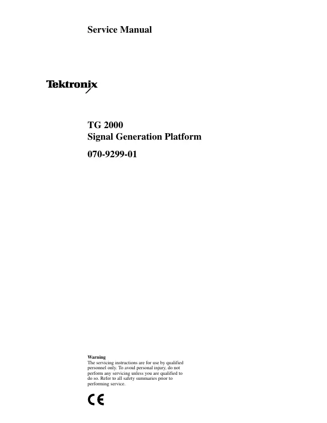Service Manual Tektronix TG 2000