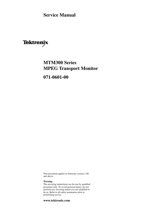 Service Manual Tektronix MTM300 Series