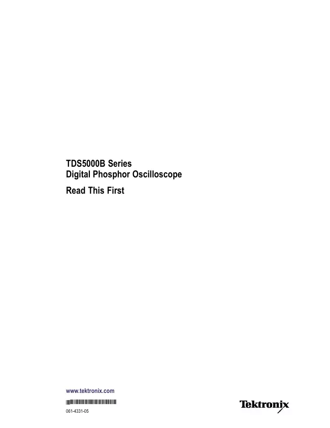 Service and User Manual Tektronix TDS5000B Series