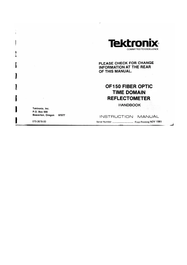 User Manual Tektronix OF 150