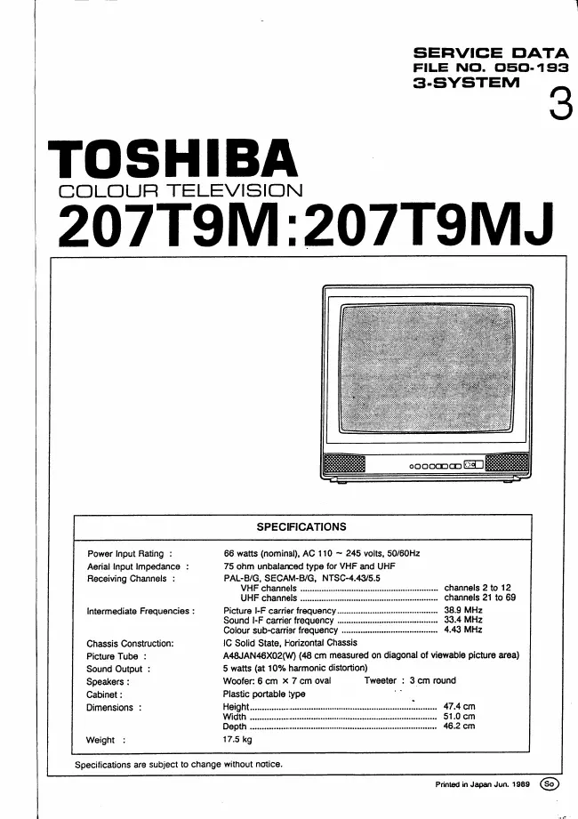 Service Manual Toshiba 207T9M