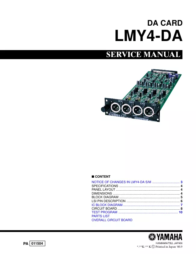 Service Manual Yamaha LMY4-DA