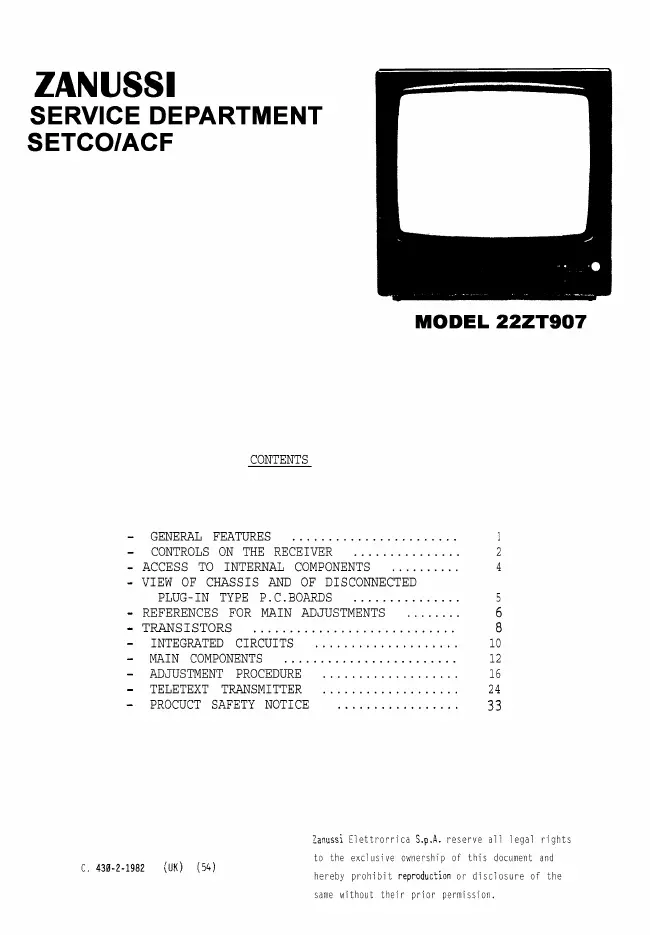 Service Manual Zanussi 22ZT907